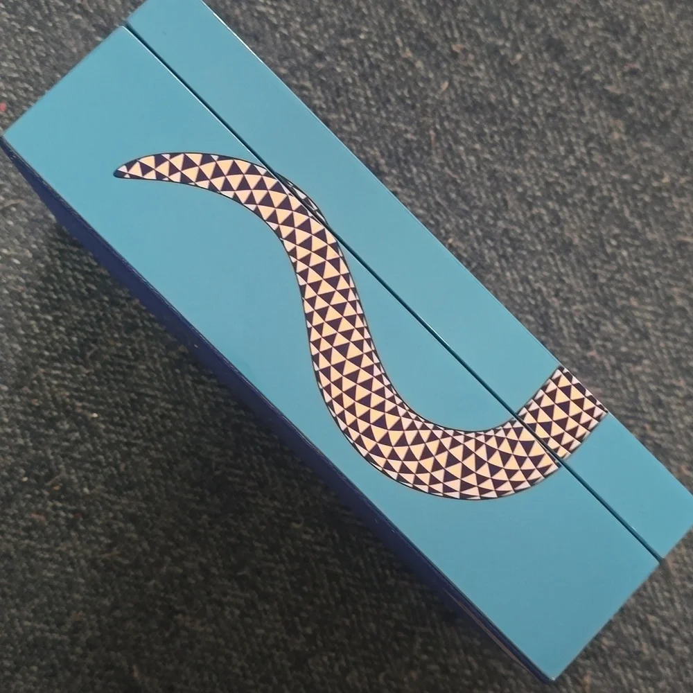 JONATHAN ADLER Eden Lacquer Box, Color Blue, Retail Price $325.00 USD